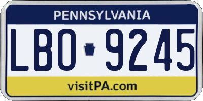 PA license plate LBO9245