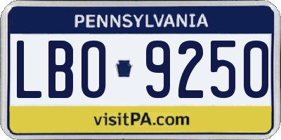 PA license plate LBO9250