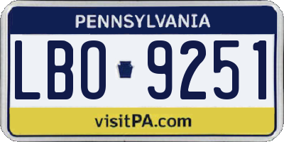 PA license plate LBO9251
