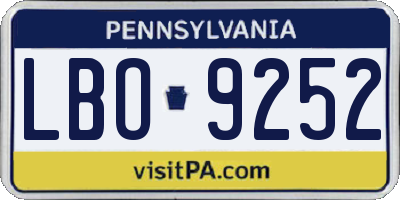 PA license plate LBO9252
