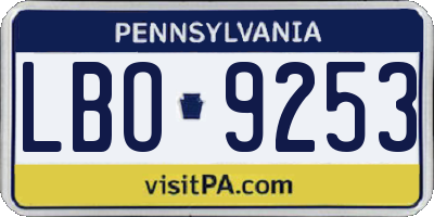 PA license plate LBO9253