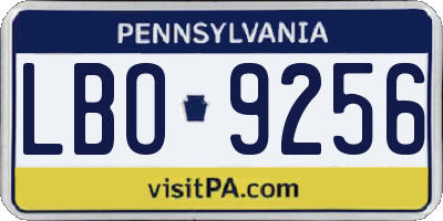 PA license plate LBO9256