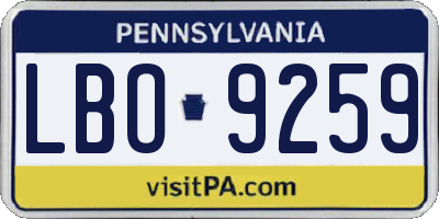 PA license plate LBO9259