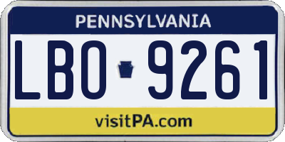 PA license plate LBO9261