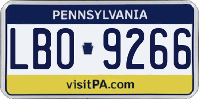 PA license plate LBO9266