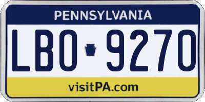 PA license plate LBO9270