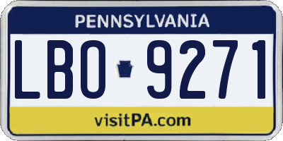 PA license plate LBO9271