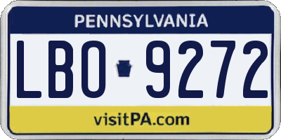 PA license plate LBO9272
