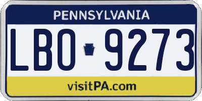 PA license plate LBO9273