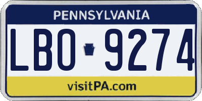 PA license plate LBO9274