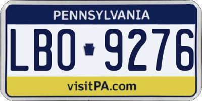 PA license plate LBO9276
