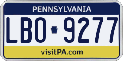 PA license plate LBO9277