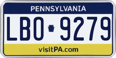 PA license plate LBO9279
