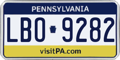 PA license plate LBO9282