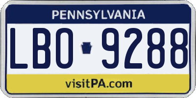 PA license plate LBO9288