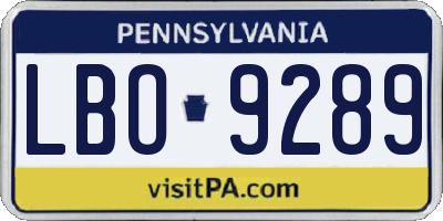 PA license plate LBO9289