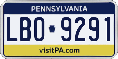 PA license plate LBO9291