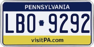 PA license plate LBO9292