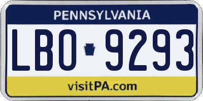 PA license plate LBO9293