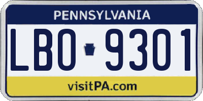 PA license plate LBO9301