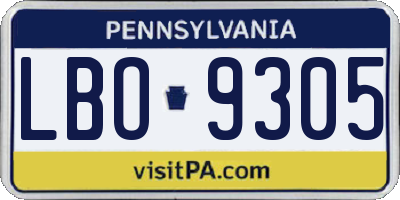 PA license plate LBO9305