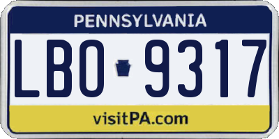 PA license plate LBO9317
