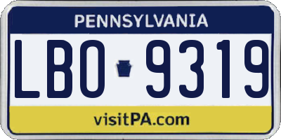 PA license plate LBO9319