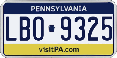 PA license plate LBO9325