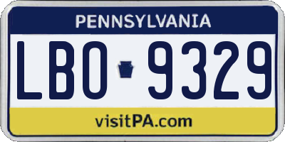 PA license plate LBO9329