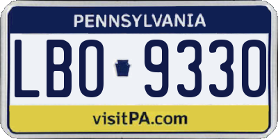 PA license plate LBO9330