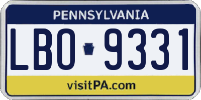 PA license plate LBO9331