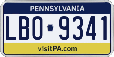 PA license plate LBO9341