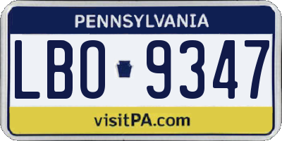 PA license plate LBO9347