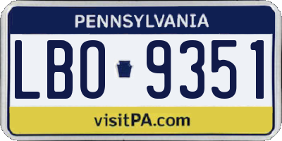 PA license plate LBO9351