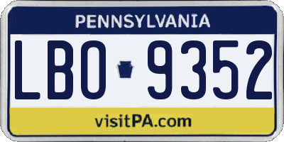 PA license plate LBO9352