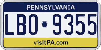 PA license plate LBO9355