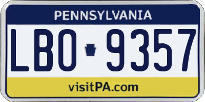 PA license plate LBO9357