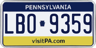PA license plate LBO9359
