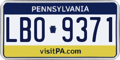 PA license plate LBO9371