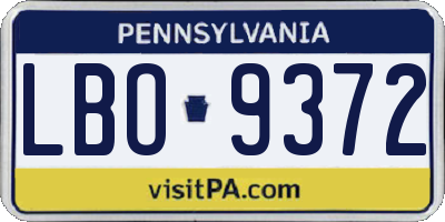 PA license plate LBO9372