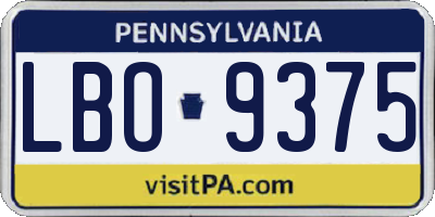 PA license plate LBO9375