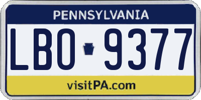 PA license plate LBO9377