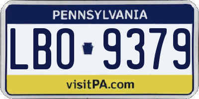 PA license plate LBO9379