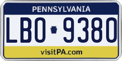 PA license plate LBO9380
