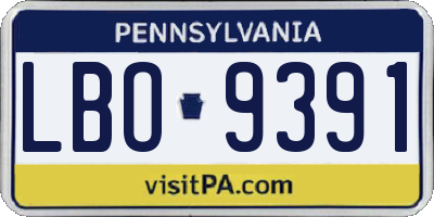 PA license plate LBO9391