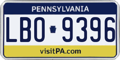PA license plate LBO9396