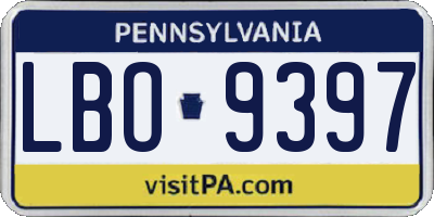 PA license plate LBO9397
