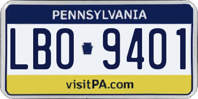 PA license plate LBO9401