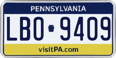 PA license plate LBO9409