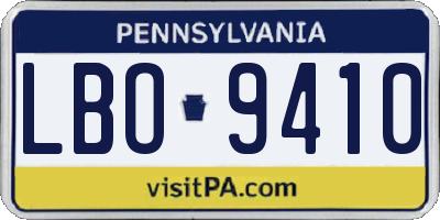 PA license plate LBO9410